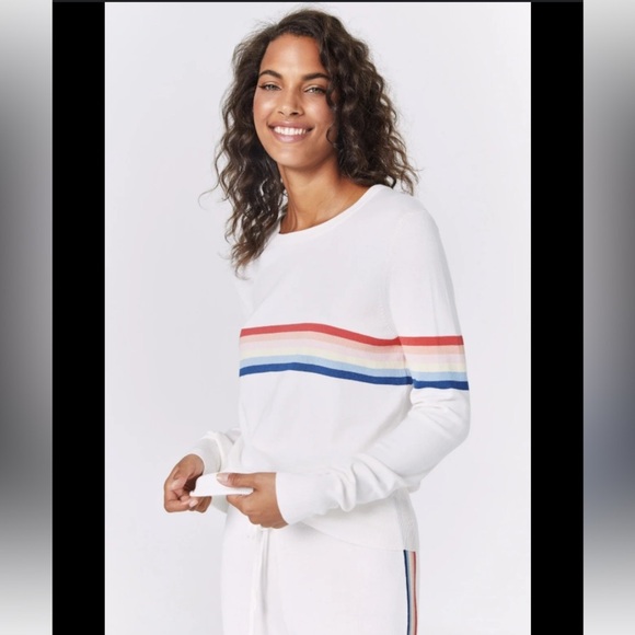 SPIRITUAL GANGSTER X MADELEINE THOMPSON RAINBOW STRIPED TERRY JOGGERS - Picture 3 of 12